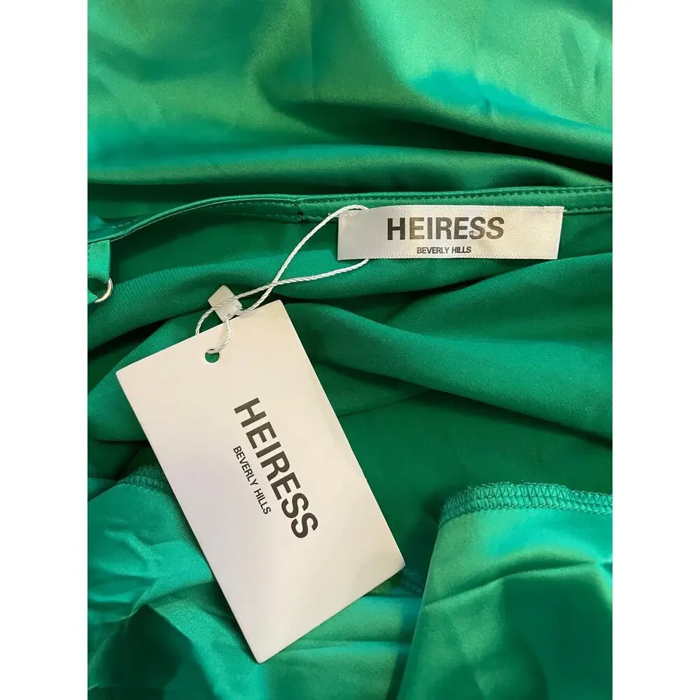 NWT Heiress Beverly Hills Green Satin Slip Dress